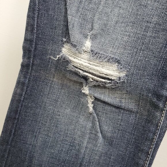 GUESS Women's Daredevil Bootcut Dark Wash Distressed Ripped Denim Jeans Size 27 - Picture 2 of 9